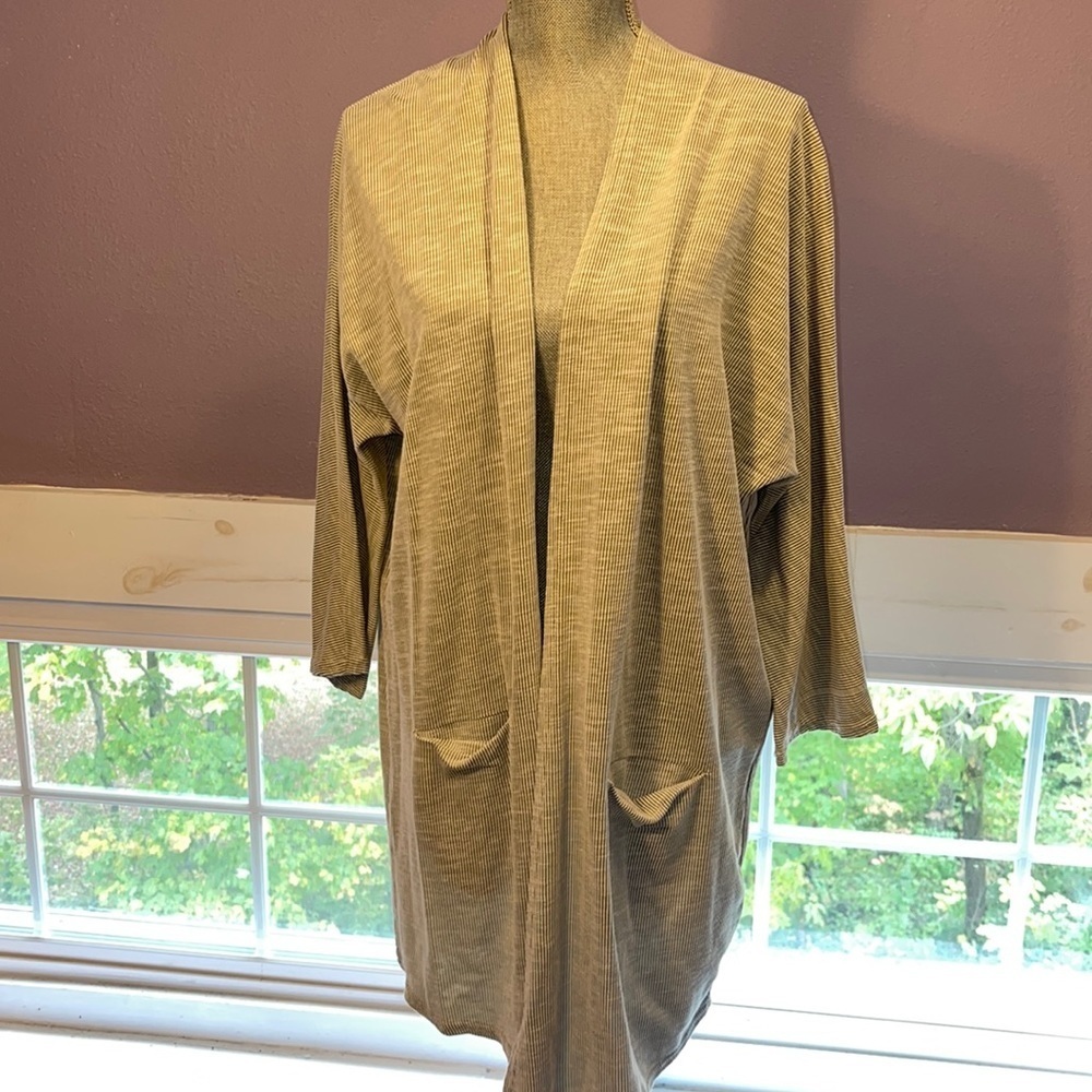 Gray and white striped long cover up